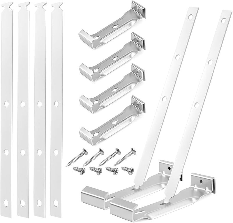 Mindoub 5 Sets 5" Aluminum Roof Gutter Hangers 5" Gutter Clips with Straps for Eavesless Fixing Aluminum and Steel Gutters with Rust-Resistant Screws Include Strong Durable Roof Gutter Support Solution - Image 1